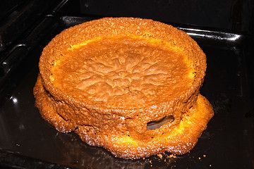 Image showing Burned over-raised apple cake