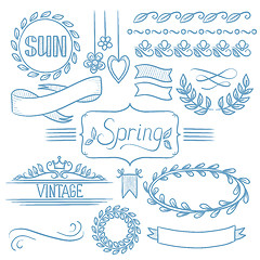 Image showing Set of spring ribbons and elements.