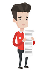 Image showing Businessman holding long bill vector illustration.