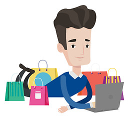 Image showing Man shopping online vector illustration.