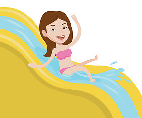 Image showing Woman riding down waterslide vector illustration.