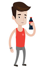 Image showing Young man drinking soda vector illustration.