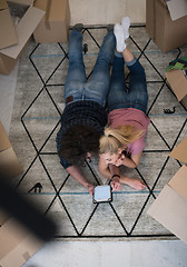 Image showing Top view of attractive young couple