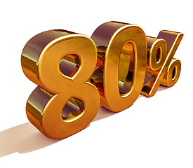 Image showing 3d Gold 80 Eighty Percent Discount Sign