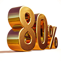 Image showing 3d Gold 80 Eighty Percent Discount Sign