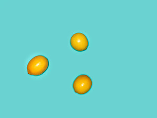 Image showing The fresh lemons on blue background