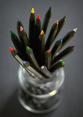 Image showing Colored  black pencils