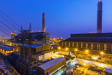 Image showing Hong Kong power station at sunset