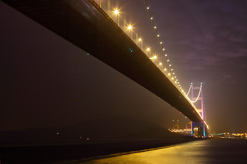 Image showing night scene of Tsing Ma bridge 