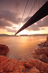 Image showing bridge at sunset moment