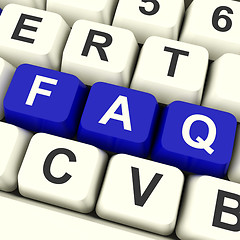 Image showing FAQ Computer Keys In Blue Showing Information