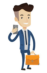 Image showing Businessman making selfie vector illustration.