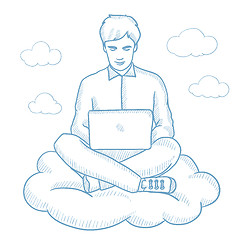 Image showing Man using cloud computing technology.