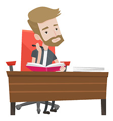 Image showing Student writing at the desk vector illustration.