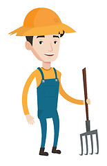 Image showing Farmer with pitchfork vector illustration.