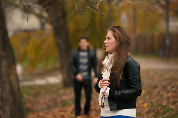 Image showing Happy young Couple in Autumn Park