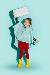Image showing Little girl posing in fashion style wearing autumn clothing.