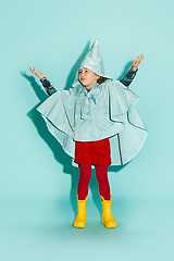 Image showing Little girl posing in fashion style wearing autumn clothing.