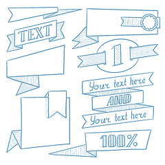 Image showing Set of vintage ribbons, frames and elements.