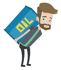 Image showing Man carrying oil barrel vector illustration.