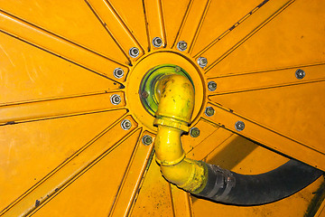 Image showing Detail of a yellow excavator machine