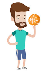 Image showing Hipster basketball player spinning ball.