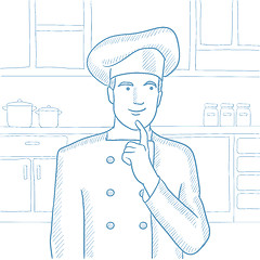 Image showing Chef pointing forefinger up vector illustration.