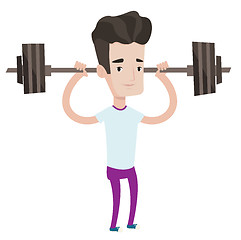 Image showing Weightlifter lifting barbell vector illustration.