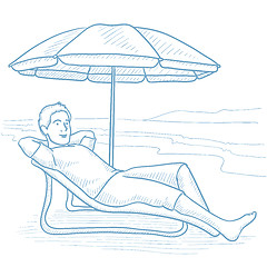 Image showing Man relaxing on beach chair vector illustration.