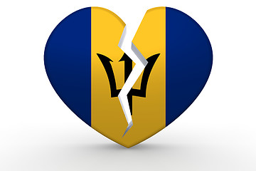 Image showing Broken white heart shape with Barbados flag