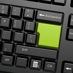 Image showing Green enter button in black keyboard