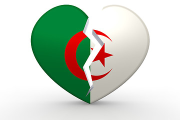 Image showing Broken white heart shape with Algeriav flag