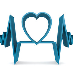 Image showing Blue heart shape with pulse