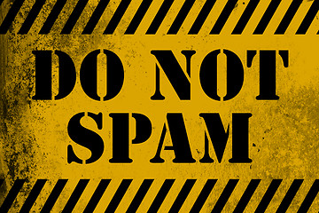 Image showing Do not spam sign yellow with stripes