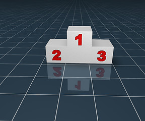 Image showing winner podium on blue squared surface - 3d illustration