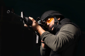 Image showing The policeman of the special unit.