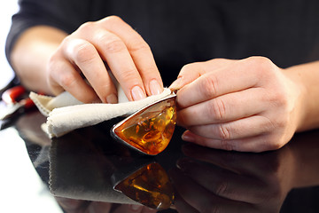 Image showing Beads of amber Amber jewelry