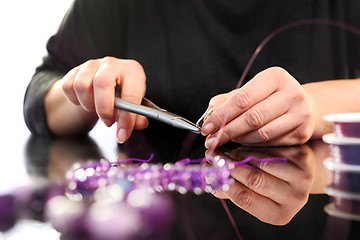 Image showing Necklace, amethyst fuchsia