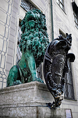 Image showing Bavarian lion statue at Munich Residenz palace