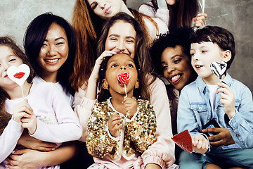 Image showing Lifestyle and people concept: young pretty diversity nations wom