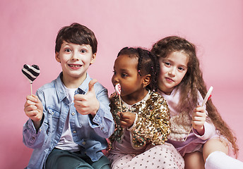 Image showing lifestyle people concept: diverse nation children playing togeth