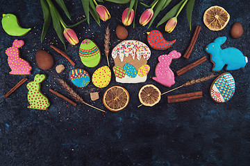 Image showing Tulips and gingerbread cookies