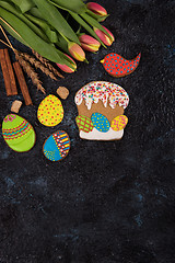 Image showing Tulips and gingerbread cookies