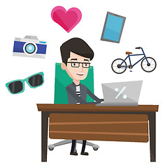 Image showing Man shopping online vector illustration.