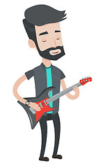 Image showing Man playing electric guitar vector illustration.