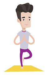 Image showing Man practicing yoga tree pose vector illustration.