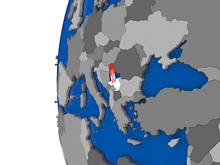 Image showing Serbia on globe