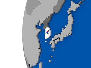 Image showing South Korea on globe