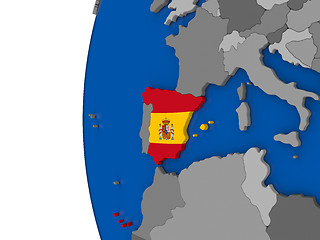 Image showing Spain on globe