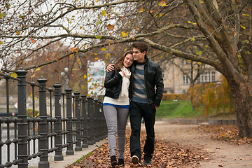 Image showing Happy young Couple in Autumn Park